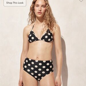 JCrew High-rise Full-coverage Bikini Bottom in Reversible Dot-stripe Print